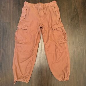 TNA Aritzia Supply Relaxed Mid Rise Adjustable Multi Pocket Cargo Pants in Rust